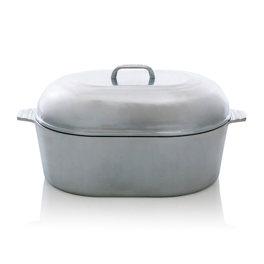 “AlumaChef Series” Cast Aluminum Heavy Duty, Light Weight Oval Roaster with Lid