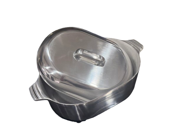 “AlumaChef Series” Cast Aluminum Heavy Duty, Light Weight Oval Roaster with Lid